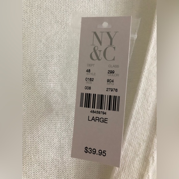 Cream Cardigan Size Large by 7th Avenue - NWT - Picture 2 of 7